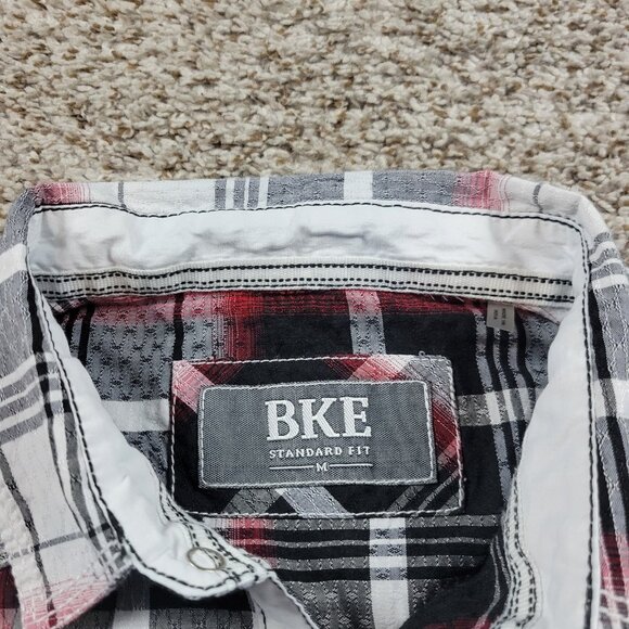 BKE Pearl Snap Shirt Mens Medium Multicolor Plaid Long Sleeve Standard Fit - Picture 2 of 7